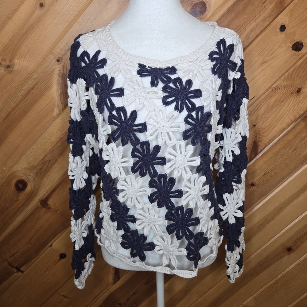 Paris Sports Club OS Open Hand‎ Knit Long Sleeve Top Floral